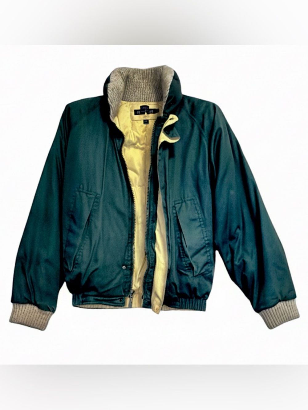 VTG Men’s Nautica Goose Down Puffer Coat | Green | Leather Arm Patches | Large
